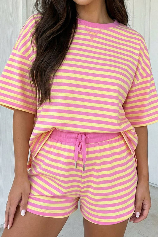 Pink/Yellow striped set (2pcs)