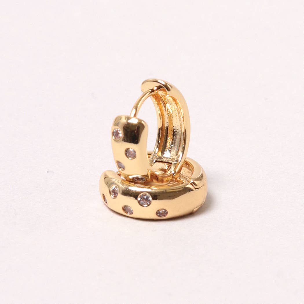14K Gold-Dipped Stone Hoop Earring