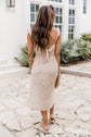 Someone You Loved Taupe Printed Midi Dress