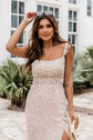Someone You Loved Taupe Printed Midi Dress