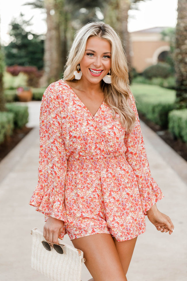 I Keep Hoping Coral Floral Multi Romper