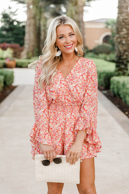 I Keep Hoping Coral Floral Multi Romper