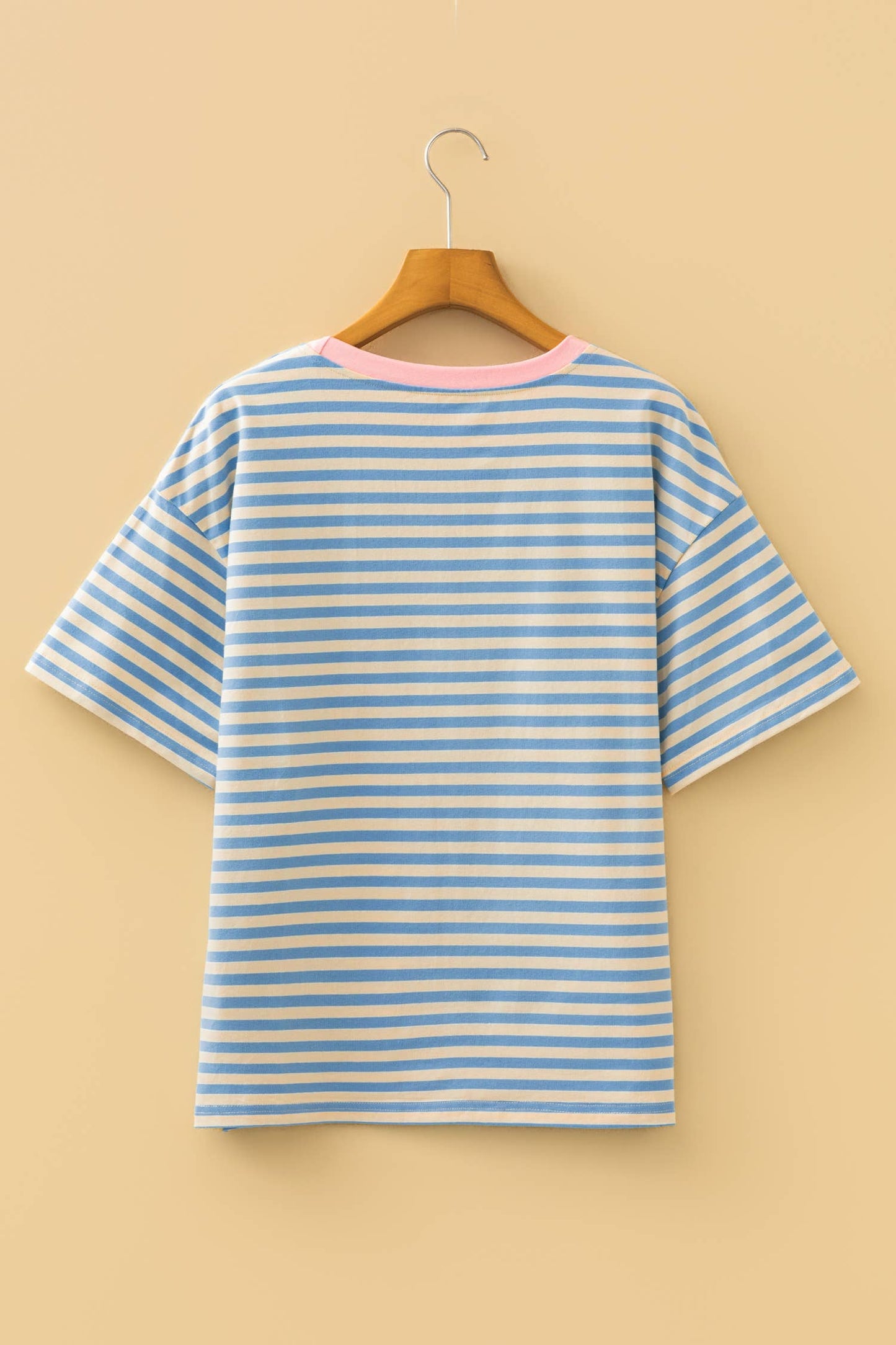 Stripe Looks Contrast Drop Shoulder Loose Tee