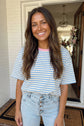 Stripe Looks Contrast Drop Shoulder Loose Tee