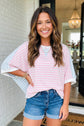 Striped Dolman Sleeve Patchwork Oversize T Shirt