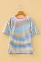 Stripe Looks Contrast Drop Shoulder Loose Tee