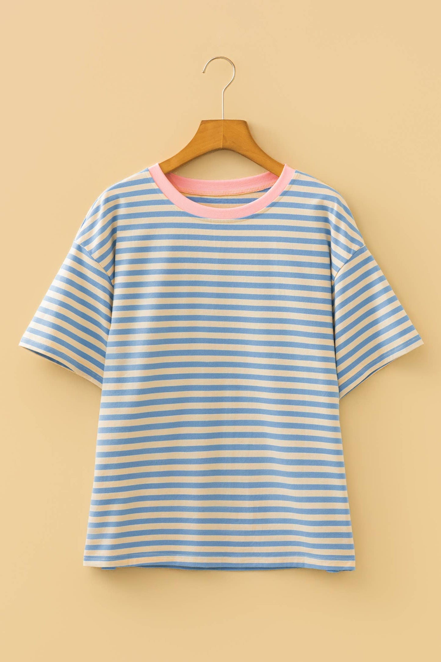 Stripe Looks Contrast Drop Shoulder Loose Tee