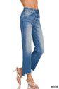 Distressed Hem Denim Pants- Zenana