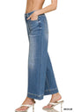 High Rise Wide Leg Pintuck Denim Pants Zenana