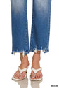 Distressed Hem Denim Pants- Zenana