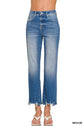 Distressed Hem Denim Pants- Zenana